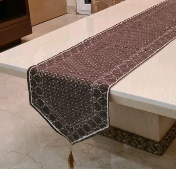 GROKI High Quality Embroidred Cotton Cloth Table Runner( Size16X72 Inch) For Home /Office / Living Room - Brown